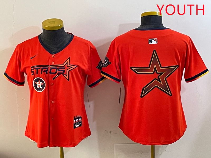 Youth Houston Astros Blank Orange Three generations Joint Name 2025 Nike MLB Jersey style 15